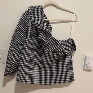 Jcrew one shoulder gingham top